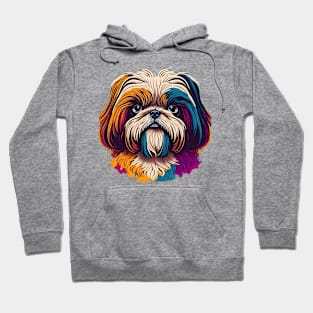 Cute Colorful Vivid Shih Tzu Face Hoodie